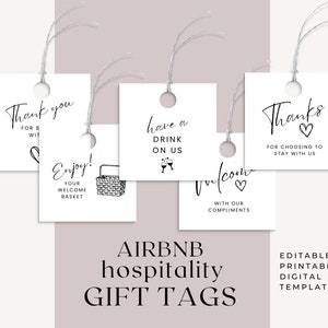 AirBNB Hospitality Gift Tag Printable Canva Template Welcome Gift Tag for Guests VRBO Rental Turnover Housekeeping Digital Download CL14