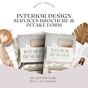 Interior Design Brochure Bundle Canva Template, New client onboarding intake form, Designer Consultation, Customer Proposal and Project Info