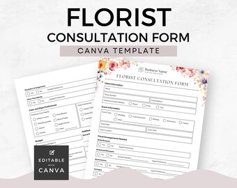 Adviesformulier bloemist Canva-sjabloon Bruiloftsbloemen Boekingsformulier Afdrukbare bloemen Bestelformulier Wildflowers US Letter Digitale download