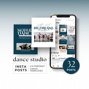 Dance Class Instagram Posts Portrait Dancing Teacher Insta Feed Dance Studio IG Marketing Social Media Editable Canva Template Branding