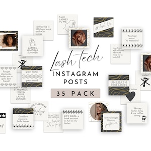 Lash Tech Insta Post Canva Template Lash Technician Instagram Posts Lash Artist Marketing Quotes IG Feed Neutral Beige Gold Editable CL17