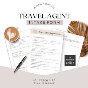 Formulário de admissão de clientes para agentes de viagens, integração de novos clientes, modelo de consulta de viagens, folheto de questionário do cliente, papelada carta dos EUA