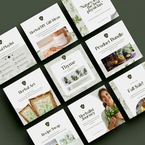 Herbalist Instagram Social Media Naturopath Feed Holistic IG Posts Editable Canva Templates Herbal Functional Medicine Clinic Insta