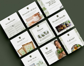 Herbalist Instagram Social Media Naturopath Feed Holistic IG Posts Editable Canva Templates Herbal Functional Medicine Clinic Insta