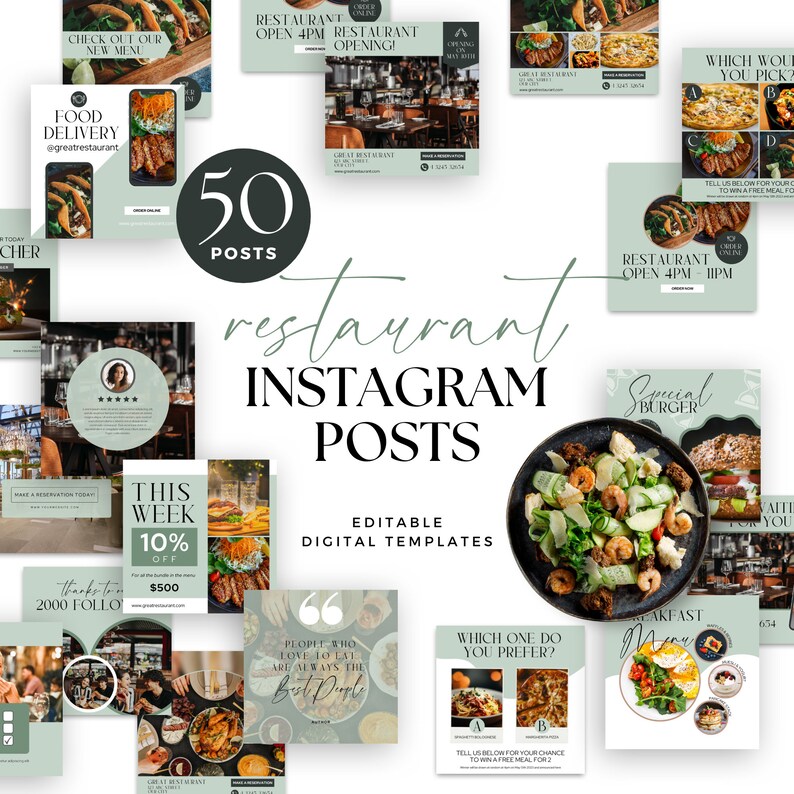 Restaurant Insta Posts Social Media Instagram Feed Food Service Cafe ...