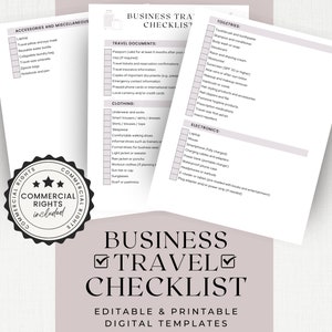 Modelo Canva de lista de verificação de viagens de negócios, download de site de brinde de agência de viagens, viagens corporativas, carta dos EUA de direitos comerciais personalizável
