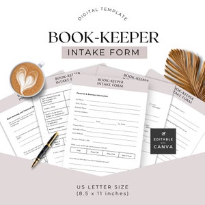 Bookkeeper client intake form, New client onboarding, Customer questionnaire handout, Financial Welcome Packet Paperwork US Letter