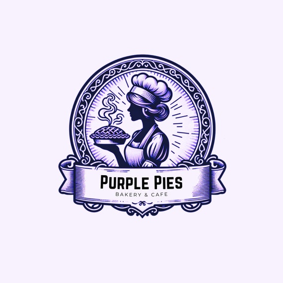 Logo for Old Fashioned Bakery and Cafe, Canva Template & 300DPI PNG, Pre-made DIY Branding Pie, Event Catering, Heritage Food Product Brand