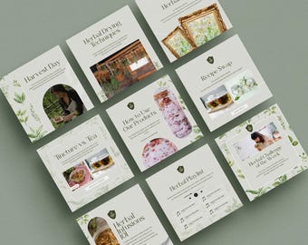 Herbalist Social Media Naturopath Instagram Feed Holistic IG Posts Editable Canva Templates Herbal Functional Medicine Clinic Insta