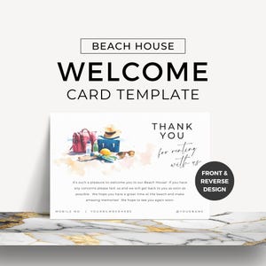 Welcome Card Canva Template Rental Arrival Message Card Beach House Welcome Guest Greeting Coastal AirBNB Vacation VRBO Rental Promotions