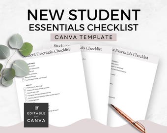 Editable College Student Checklist Canva Template University Move-In Preparation Guide Student Accommodation Packing List New Term US Letter