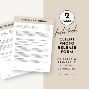 Kundenfoto-Freigabeformular für Lash Techniker, Canva Template Lash Artist Marketing & Branding Kundenerlaubnis Zustimmung Autorisierung CL17