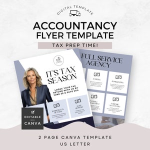 Szablon ulotki do przygotowania podatku Edytuj w Canva Design US Letter Accountancy CPA Ulotka Tax Return Marketing Blue Professional
