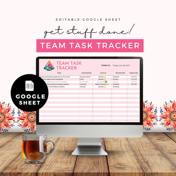 Task Tracker Google Sheets, Team Manager Dashboard, Get Stuff Done Productivity Tool, Customizable, To Do List Delegation for Small Business
