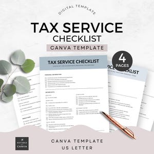 Lista kontrolna przygotowania podatkowego Szablon Canva Przygotowanie podatkowe List do USA Księgowość Ulotka CPA Usługa zwrotu podatku Marketing Lista kontrolna klienta