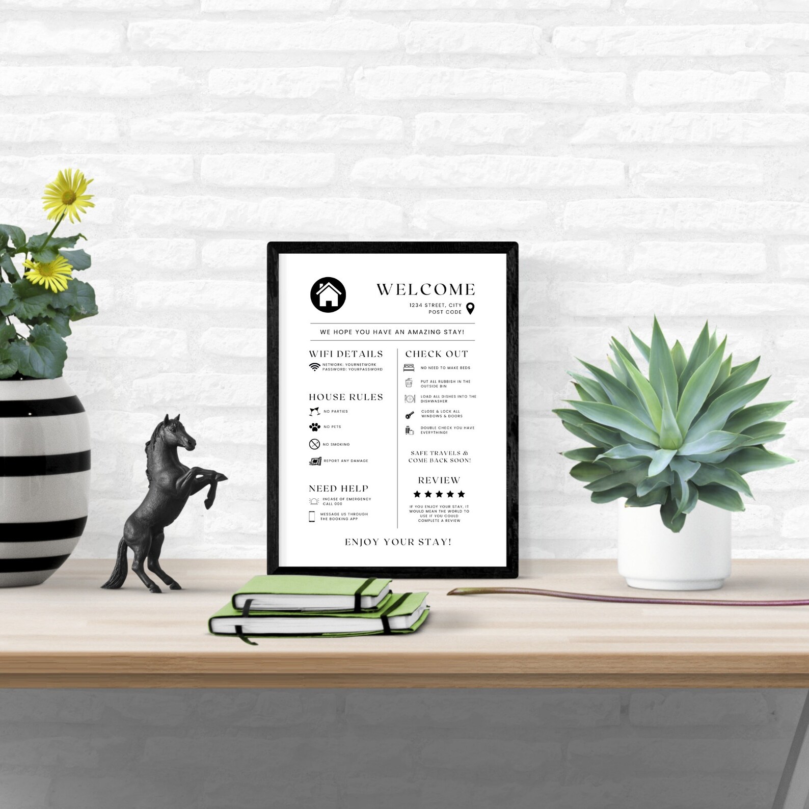 Airbnb Welcome Sign Canva Template Short Term Rental Signage Poster ...