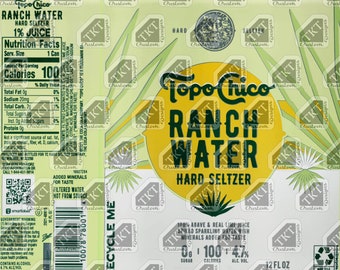 20oz Skinny Tumbler Sublimation Designs Seltzer Drink - Topo Ranch H20 for Straight Tumbler PNG/JPEG File Digital Download