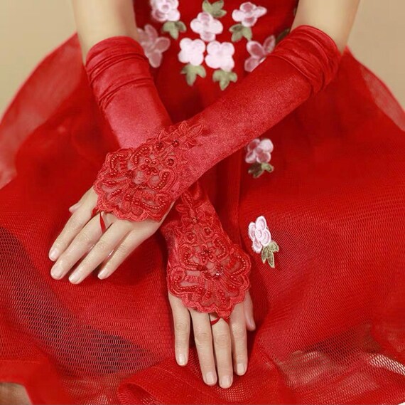Red wedding gloves online