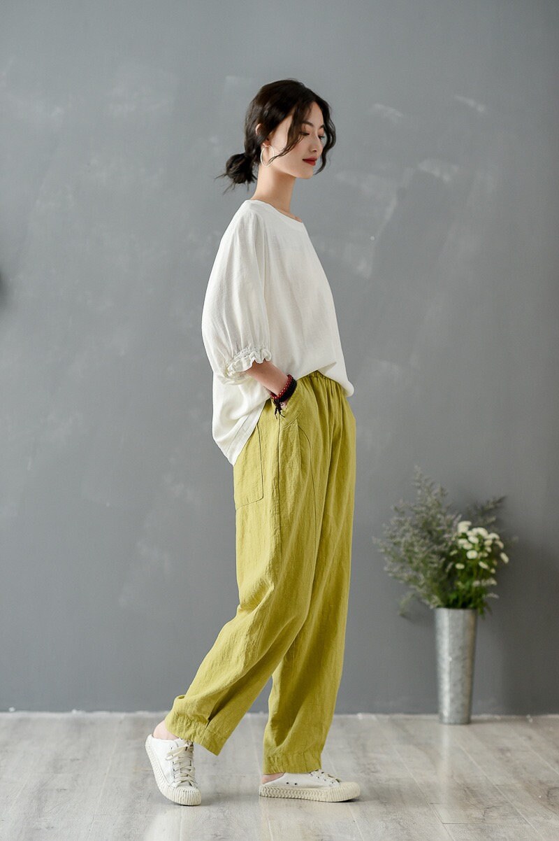Yoga Pants Linen Ramie Pants Long Trousers Loose Etsy UK