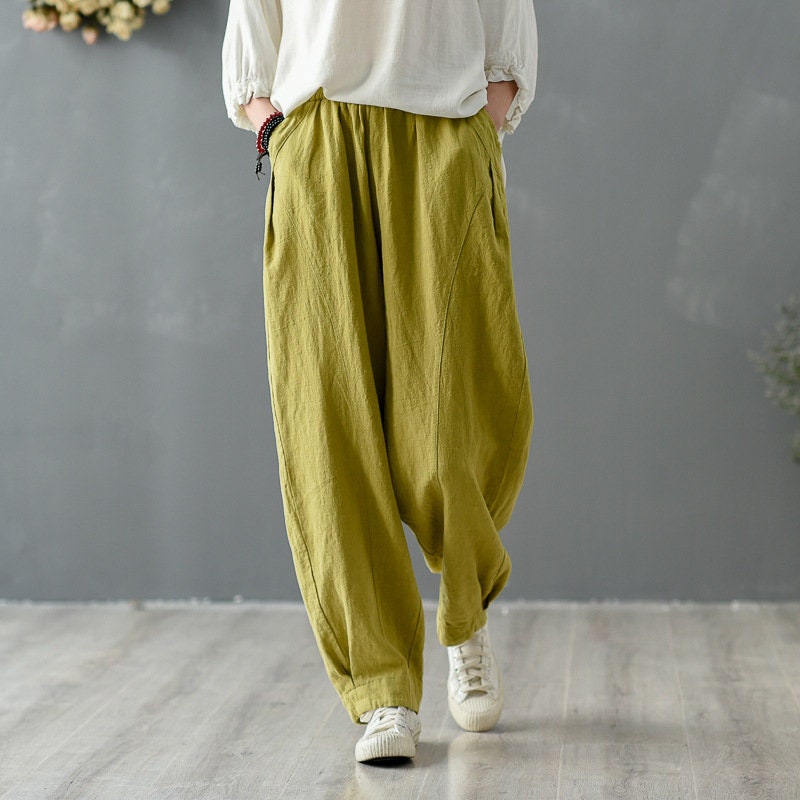 Yoga Pants Linen Ramie Pants Long Trousers Loose - Etsy UK