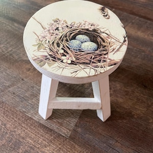 Rae and Dunn Inspired stool, Small plant stand, Small stool, Wooden stool