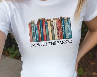 T-shirt graphique pour bébé y2k I'm with the Banned Books Shirt Reading Librarian Premier amendement Freedom to Read T-shirt cadeau pour amateur de lecture