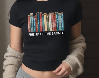 I'm with the Banned Books Shirt Reading Librarian Premier amendement Freedom to Read T-shirt Cadeau pour les amoureux des livres T-shirt bébé graphique Y2k croptop