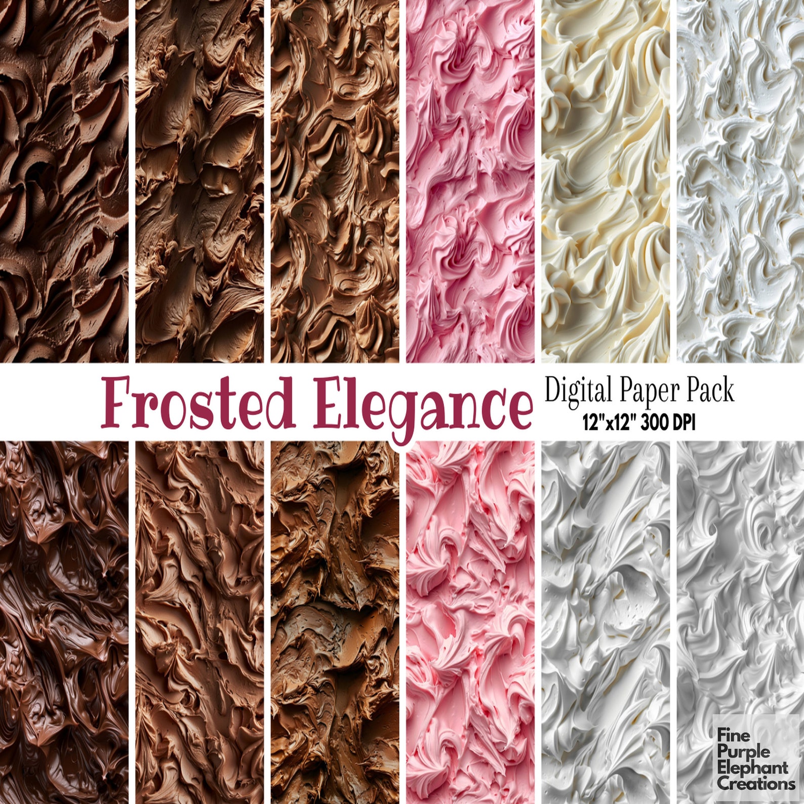 Frosting Textures Digital Paper | Printable Party Cake Scrapbook ...
