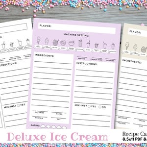 Journal de recettes de machine à crème glacée de luxe PDF imprimable numérique - Cartes de livre de recettes crémeuses faites maison - Livre de recettes maison TikTok Viral Dessert Maker
