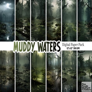 Papier numérique Spooky Swamp | Sublimation Halloween | Toile de fond effrayante HD | Décoration de maison hantée | Scrapbooking imprimable Scènes de bayou