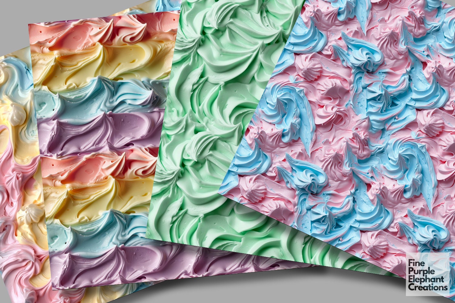 Pastel Frosting Textures Digital Paper | Printable Party Cake Scrapbook ...