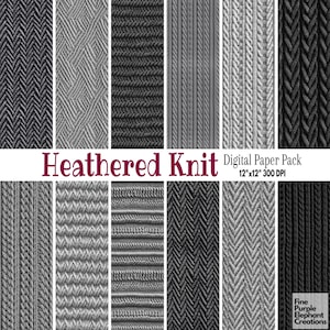 Heather Grey Knit Digitales Papier | Charcoal Schwarz Genäht Fabric Texture Sublimation | Winter-Gäste | Kuschelige Wolle Pullover Decke Textil