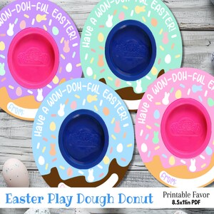Druckbare Donut Ostern Digitales Papierkarten | Nicht-Süßigkeit Schule Kinder Kindergarten Klassenzimmer Gunst Börse Donut Mini Play-Doh