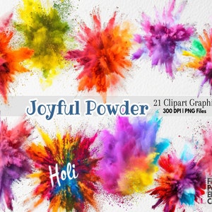 Explosion de poudre de couleur Festival of Color | Éphémères imprimables de scrapbooking Rainbow Pride | Textures d'éclaboussures de fumée de poussière indienne hindoue Holi