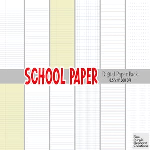 Papel digital escolar | Caderno pautado | Papel quadriculado pontilhado | Folhas de escrita para impressão | Páginas essenciais do planejador | Plano de fundo de volta às aulas