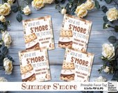 Watercolor S'more Fun Printable Favor Tag Label- Personalized End School Year Summer Vacation Gift -Classroom Teacher Appreciation Kid Party