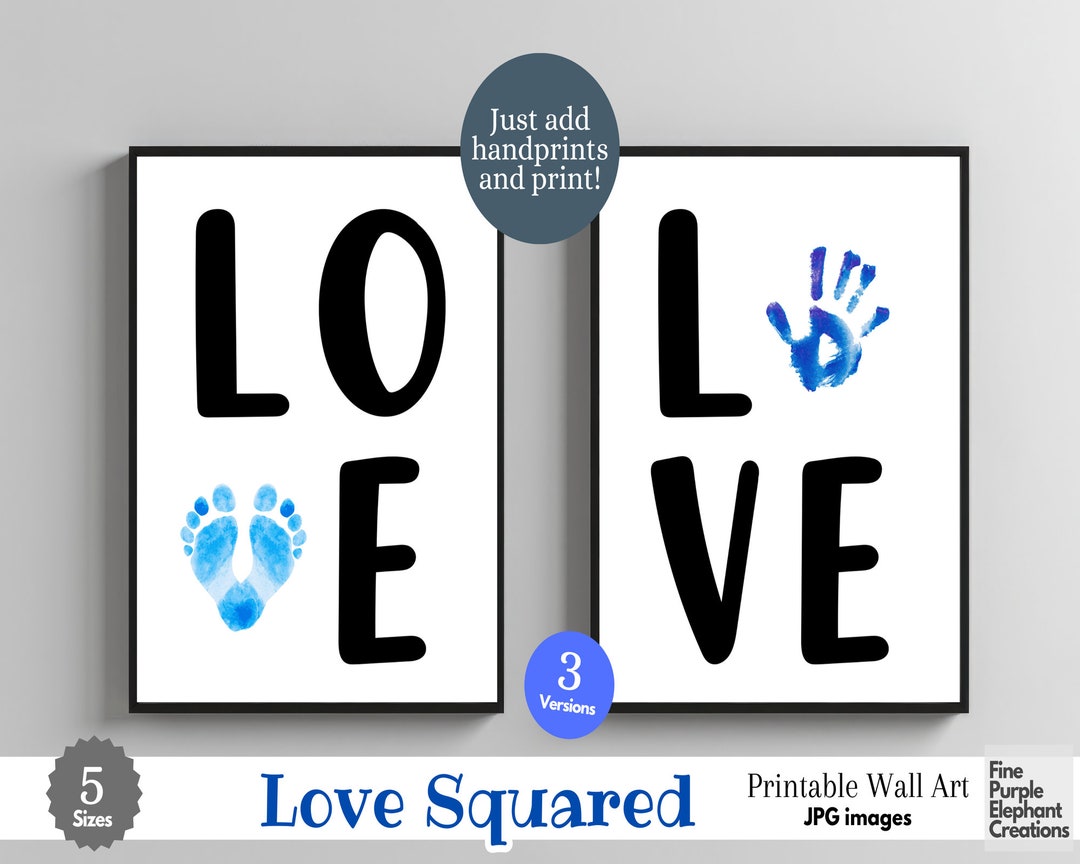 Custom Love Handprint Footprint Digital Art Print | Mother Father Day ...