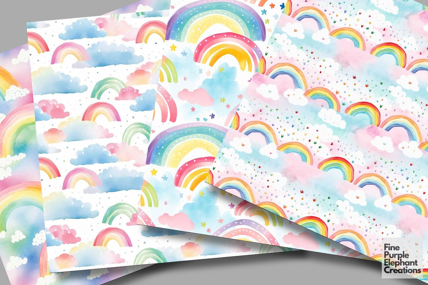 Watercolor Pastel Rainbow Digital Paper Sweet Playful Cute Delicate ...