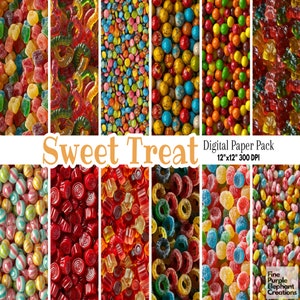 Candy Textures Digitales Papier | Printable Party Kuchen Süßigkeiten Scrapbook Hintergrund Sublimation | Schokoladen Gummibärchen Würmer Sour Jawbreaker