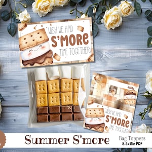 Cartão para decorar sacola de guloseimas com estampa de aquarela S'more - Smore - Pequeno presente de fim de ano letivo - Festa de agradecimento a professores e crianças