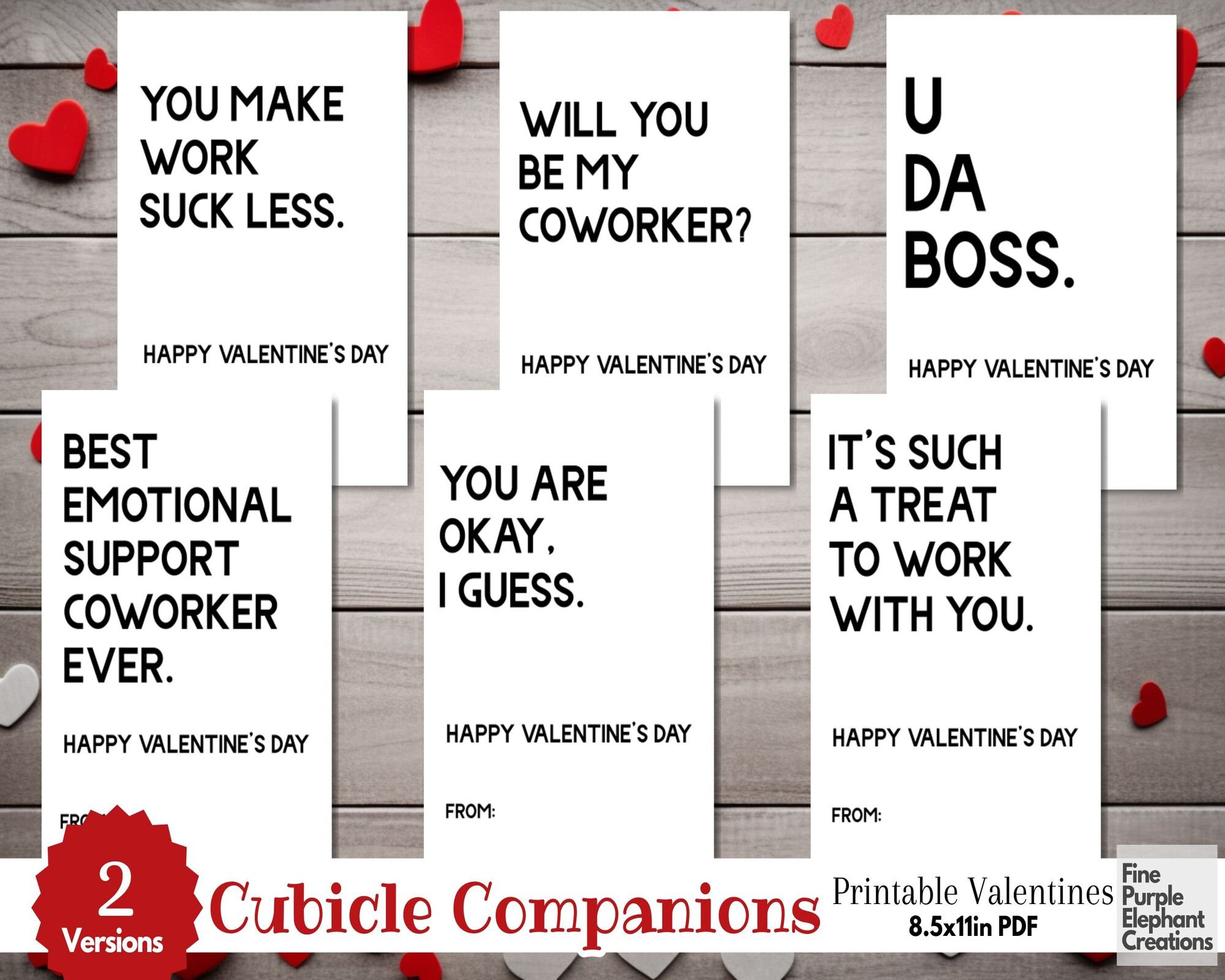 Printable Coworker Valentine Digital Paper Cards Funny Office Workplace ...
