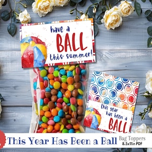 Ballon de plage aquarelle pour décoration de sac cadeau imprimable - petite faveur cadeau d'été de fin d'année scolaire - fête d'appréciation des enseignants pour les enfants