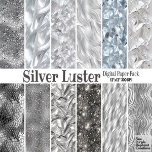 Papel digital com textura metálica prateada | Sublimação de brilho e brilho glam | Folha de lantejoulas brilhantes para scrapbook de casamento e celebração de luxo elegante