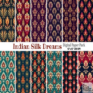 Papier numérique indien décoratif en soie | Sublimation de tapisserie de mandala de cachemire | Motif de texture de tissu d'habillement de sari | Album de coupures de la fête hindoue