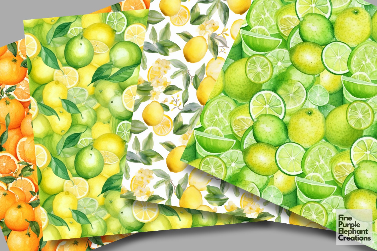Watercolor Fruit Digital Paper |citrus Scrapbook Summer Strawberry ...