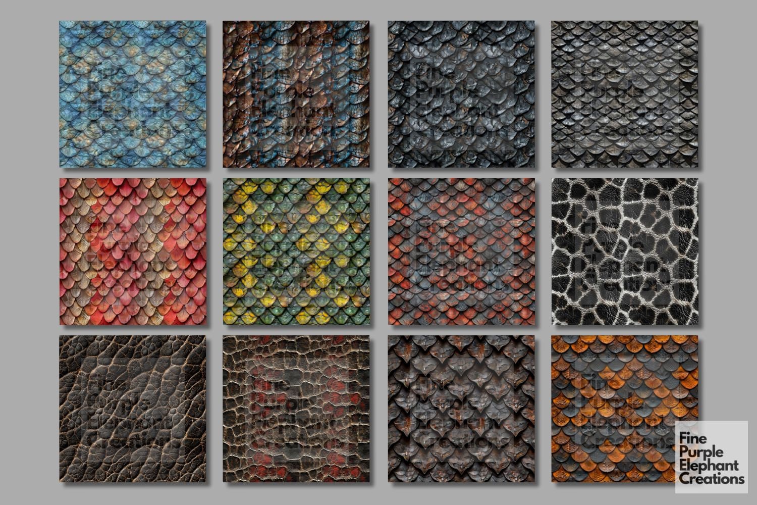 Fantasy Creature Skin Scales Texture Digital Paper - Colored Exotic ...