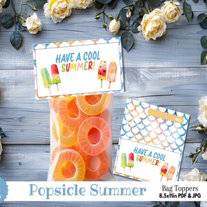 Sweet aquarelle Ice Popsicle imprimable Treat bag Topper Card - cadeau d'été de fin d'année scolaire - fête d'appréciation des enseignants pour les enfants