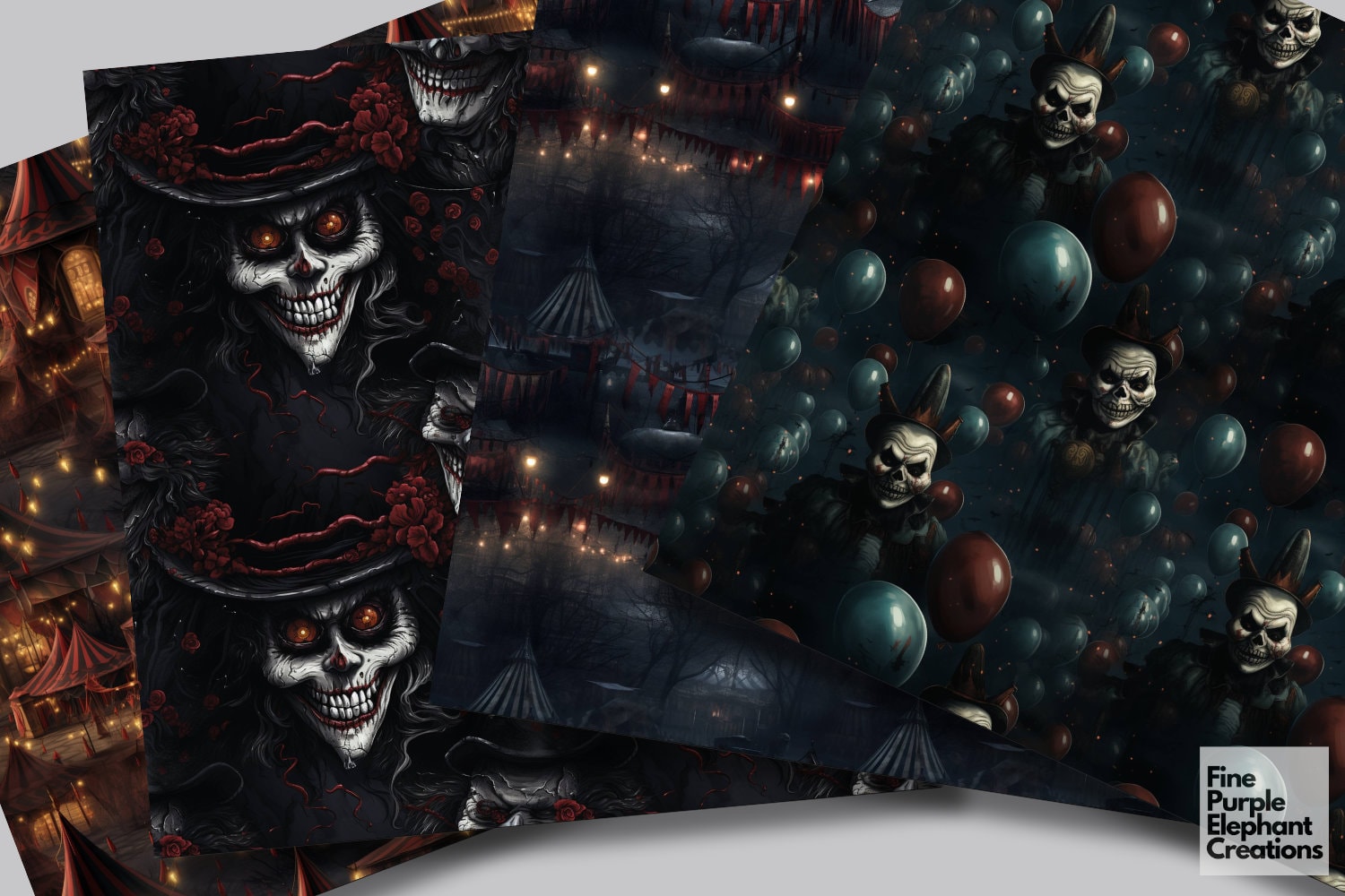 Scary Carnival Digital Paper | Halloween Sublimation | Creepy Printable ...