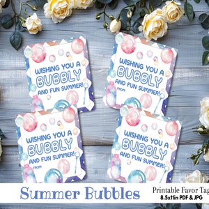 Baguette magique à bulles pastel amusante étiquette de cadeau imprimable - cadeau de vacances d'été personnalisé pour la fin de l'année scolaire, fête des enfants, appréciation du professeur
