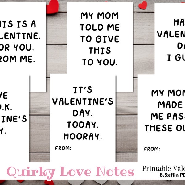 Printable Funny Teenage Valentine Digital Paper Cards | School Classroom Joke Gift Sweet Tag Template | Kids Friend Tween Boys Girls Humor